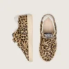 Young Ball Star in leopard-print pony skin with white leather star and heel tab