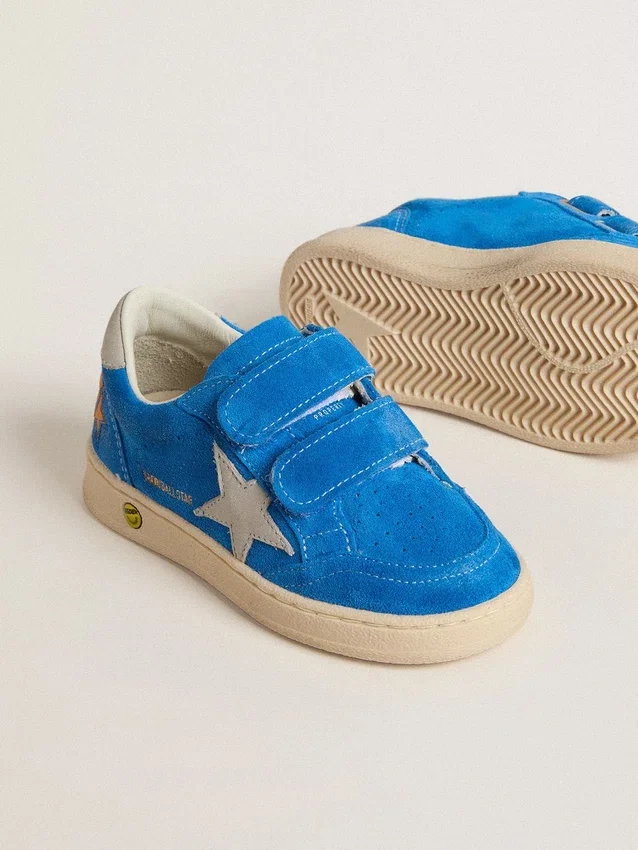 Young Ball Star in light blue suede with gray nubuck star and heel tab