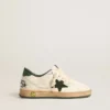 Young Ball Star in white leather with green suede star