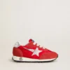 Junior Marathon in red nylon with printed star and leather heel tab