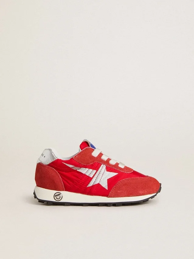 Junior Marathon in red nylon with printed star and leather heel tab