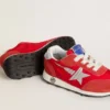 Junior Marathon in red nylon with printed star and leather heel tab