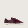 Young Old School in burgundy glitter with burgundy suede star and heel tab