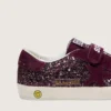 Young Old School in burgundy glitter with burgundy suede star and heel tab