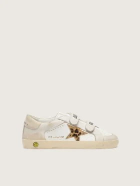 Young Old School in nappa with leopard-print pony skin star and leather inserts