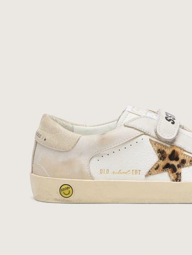 Young Old School in nappa with leopard-print pony skin star and leather inserts