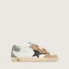 Young Old School with black leather star and beige and green suede inserts