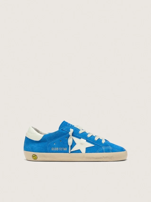 Young Super-Star in bright blue suede with white leather star