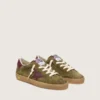 Young Super-Star in military-green suede with burgundy leather star and heel tab