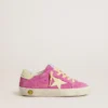 Young Super-Star in pink suede with light yellow star and heel tab