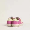 Young Super-Star in pink suede with light yellow star and heel tab