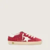 Young Super-Star in red suede with white leather star and heel tab