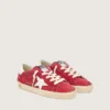 Young Super-Star in red suede with white leather star and heel tab