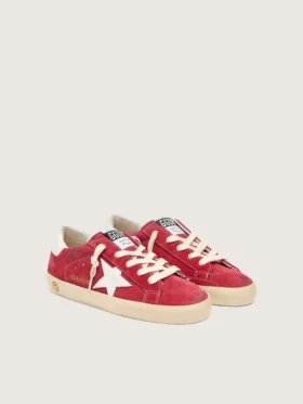 Young Super-Star in red suede with white leather star and heel tab