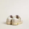 Young Super-Star in sand-colored laminated-effect suede with white leather star