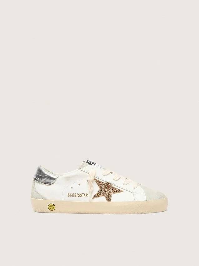 Young Super-Star with gold glitter star and silver metallic leather heel tab