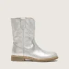 Young Wish boots in silver metallic leather with star embroidery