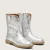 Young Wish boots in silver metallic leather with star embroidery